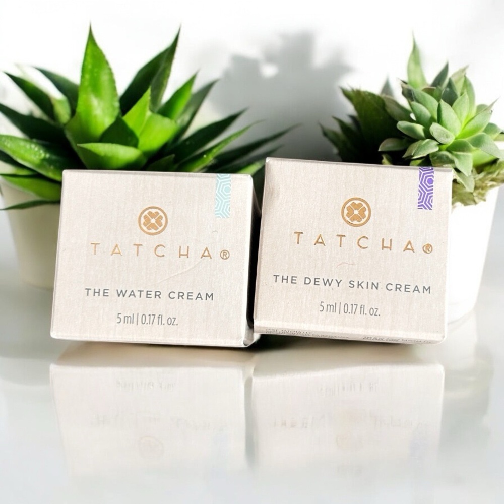 Tatcha Skincare Duo with Gold and Cream Packaging